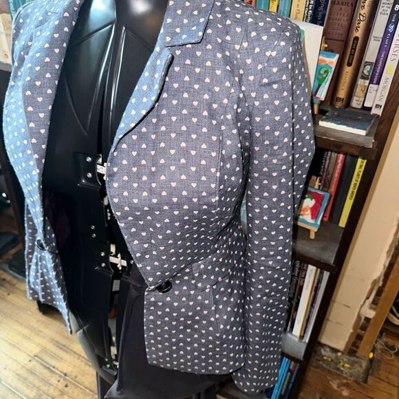 ModCloth sleuth heart print peplum S business casual blazer - Picture 3 of 5